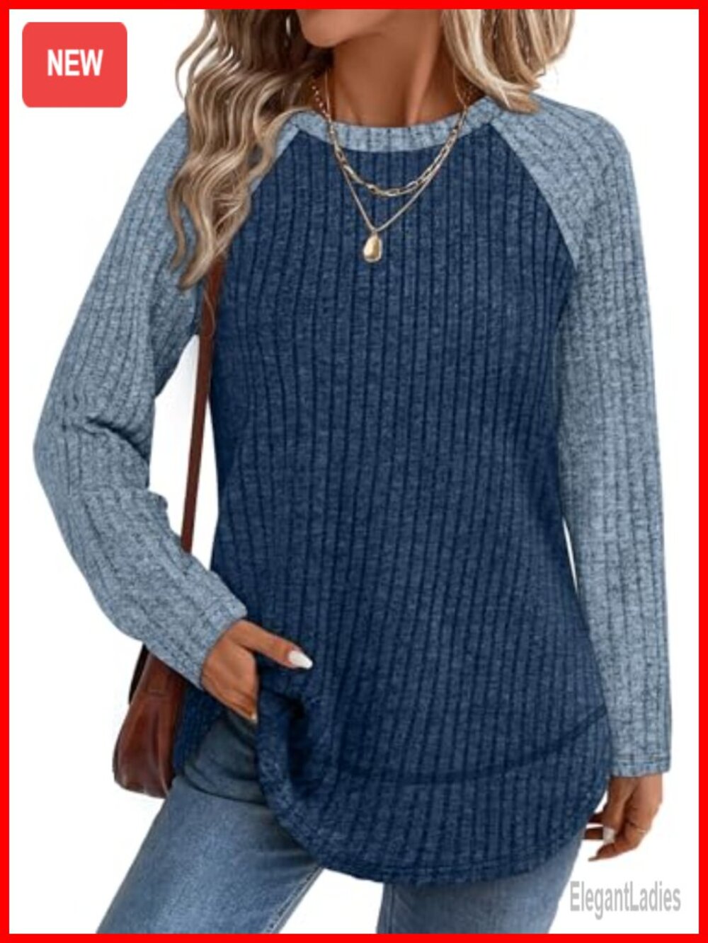Womens Lightweight Long Sleeve Tunic Sweater Ribbed High Low Hem